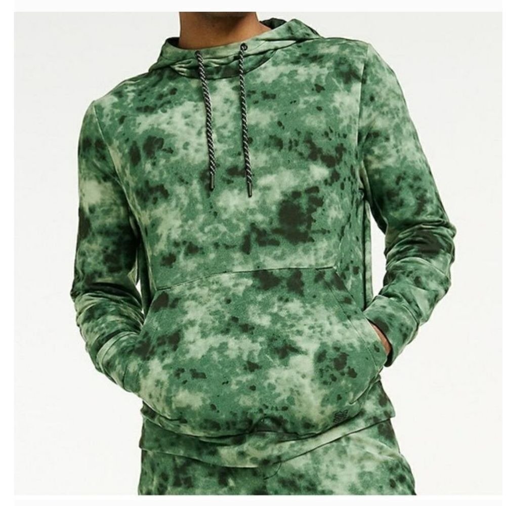 FLX Men Tie Dye Hoodie Fleece Lined Zipper Pockets Travel Leisure Sz XL Gorpcore